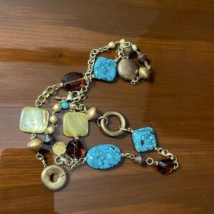 Premier Designs Jewelry Canyon Necklace - Gold Chain and Turquoise Stones
